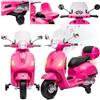 sun baby Moto elettrica per bambini Vespa, Motocicletta con ruote e sedile in plastica, bagagliaio, lettore MP3, presa AUX USD MicroSD (Fuchsia)