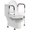 Tyvotrend Rialzo per WC con braccioli, rialzo per WC rimovibile con manico regolabile, rialzo per WC con gambe girevoli a 170°, accessorio per WC per anziani