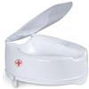 REMEDIA ONE - Rialzo WC per Anziani con Coperchio, Alzata per Wc Regolabile, Alzawater per Protesi Anca, Seduta Ergonomica - Bianco, 14 cm