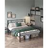 VASAGLE Struttura Letto Matrimoniale, Letto a Doghe in Metallo per Materassi di 160 x 190 cm, per Stanza di Ospiti, Montaggio Facile, per Spazi Piccoli, Nero Inchiostro RMB069B01