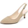 HIKKWXVN Scarpe décolleté da Donna con Tacco a Gattino, Punta a Punta, Slingback, con Tacco Basso, Scarpe décolleté Classiche alla Moda per Il Lavoro d'ufficio,d'oro,38 EU