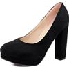 Lroey Reoly Décolleté con Tacco Largo da Donna, Pompe al Tallone Alto Punta Rotonda Senza Chiusura Scarpe da Sera con Plateau Casuale Nmpxsg Nero Numero 35 EU