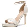 LIPIJIXI Donna's Tacco Alto Stilettos Punta Rotonda Cinturino alla Caviglia High Heel Sandal Punta Aperta Sandali Sexy ComforCinturino a Tpy Dress Scarpe Sposa Bridal Pumps