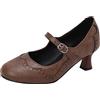 HSyc JRX Scarpe da donna con tacco piccolo con tacco da 5 cm, scarpe Kitten Heel Mary Jane, marrone, 37 EU