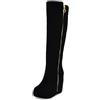Bviennic Donna Zeppa Stivali Tacco Alto Stivali a Metà Polpaccio Punta Rotonda Zip Moda Stivali da Festa, R244722Rs Nero-Jm Numero 38 EU/39Cn
