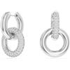 Swarovski Orecchini a cerchio Dextera, Design asimmetrico, Anello concatenato, Bianchi, Placcato rodio
