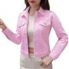Generisch Jeans Giacche estive da donna, casual, tinta unita, in denim, alla moda, jeans da donna, elasticizzati, alla moda, leggero, alla moda, elegante (rosa, S), Colore: rosa., S