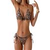 GORGLITTER Bikini a triangolo, da donna, con scollo a leo, bikini sexy, in due pezzi, con motivo leopardato, costume da bagno Y2k, leo, XS