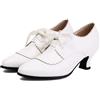 Generisch Scarpe retrò stile romano con finiture in pizzo e tacco grossolano da donna, bianco, 37 EU