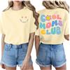 Generic 2025 Cool Moms Club Tshirt per le donne Lettera Sport Estate Loose Fit Top Casual Manica Corta Tees Camicie Trendy Festa della Mamma T-shirt di tendenza Uscire Girocollo T-shirt Carino, Beige, M