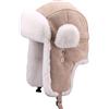 Heavyoff Adulto Bambino Cappello Aviatore in Pelle Scamosciata, Cappello Sci Antivento in Pelliccia Ecologica Cachi Large