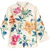 Sparctwer Giacca da Donna in Stile Cinese - Camicetta Ricamata Stile Etnico Ricamo retrò Camicetta Cinese Giacca da Donna Cappotto con Spalla Dritta Abbigliamento Orientale,Crema,Bianco,M