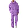 KBOPLEMQ Completo da casa da uomo invernale in pile Teddy, caldo, casual, a maniche lunghe, con cappuccio, 2 pezzi, set con pullover e pantaloni da casa, morbido, completo per il tempo libero, caldo