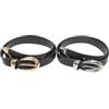 Urban Classics Tb7211a-chunky Buckle Loop Synthetic Leather Belt 2-Pack Cintura, Nero/Oro+Nero/Argento, S-M Donna