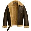 TRESSANO Giacca da uomo RAF B3 Aviator Bomber in pelle di montone marrone in pelliccia sintetica di montone, Marrone, Small