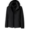 Generisch Giacca impermeabile 3 in 1, doppia giacca da uomo, con giacca in pile rimovibile, impermeabile, traspirante, antivento, impermeabile, per il tempo libero, con cappuccio, Nero , 5XL