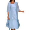 Generic Tuta da donna per feste, elegante, chiffon: due pezzi, da donna, elegante, gonna, cardigan, rete, traspirante, in chiffon, leggera, estiva, elegante, con volant, orlo lungo, 2 pezzi, senza maniche,