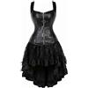 jutrisujo corsetto gonna pelle donna sexy bustino abito tutu barocco corpetto top guepiere vittoriano costumi nero 6XL