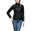 GUOCU Donna Piumino Tinta Unita Manica Lunga Colletto Dritto Ultra Leggero Ripiegabile Vestibilità Slim Mantieni Caldo Corto Cappotto Giacca Nero S