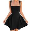 Cocey Top da donna A-Line mini abito a vita alta, per serate estive, Nero , L