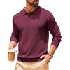COOFANDY Polo da uomo a maniche lunghe, casual, in maglia, maglia a nido d'ape, con colletto, Blu navy, S