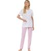 Linclalor Pigiama donna in puro cotone manica corta pantalone lungo aperto davanti art. 75094-50, Rosa
