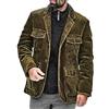HanzhuoLG Cappotto Da Giacca In Velluto a Coste Monopetto Alla Moda Da Uomo Con Risvolto In Tinta Unita e Design Multitasche verde militare L