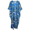 Pranipat Handicrafts Vestito con stampa animalier 100% cotone etnico maxi spiaggia coprire indumenti da notte Caftan Dress, Blu, Taglia unica