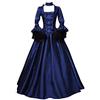 Caxndycing Abito medievale da donna, abito da palazzo, abito vittoriano, vintage, tinta unita, elegante, stile retrò, abito vittoriano, rinascimentale, principessa, barocco, stile rococò, Blu, S