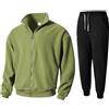 Generisch Tuta da jogging da uomo, invernale, con colletto alto, slim fit, calda, a maniche lunghe, con chiusura lampo, senza cappuccio, per il tempo libero, in tinta unita, con tasche, comodo, 2