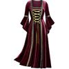 Generico 2024 Vestito Medievale Donna Halloween Vestiti Steampunk Punk Gotico Vintage Rinascimento Abiti in Velluto Costume Manica Lunga Taglie Forti