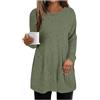 GMQWRK Maglione da donna lavorato a maglia alla moda a maniche lunghe girocollo maglione casual vestibilità ampia maglia maglia camicia da donna camicetta lunga tunica top per leggings maglieria