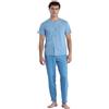 Noidinotte; more than pyjamas Noidinotte - Pigiama Uomo in Cotone Top Manica Corta Aperto Davanti e Pantalone Lungo Articolo Timeless - XL Azzurro