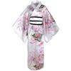 Jorzer Yukata per le donne Modello floreale Kimono giapponese con Kimono Cintura Silky Silky Custide pelle Kyoto tradizionali abiti di fiori per feste, cosplay, oggetti di scena (bianco).