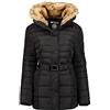 Geographical Norway BELLENA - Parka Grande da Donna - Cappotto Invernale Caldo - Maniche Lunghe E Collo in Pelliccia Sintetica - Giacca da Donna in Tessuto Resistente (Nero)