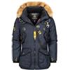 Geographical Norway Agaros Men - Parka Caldo Uomo Per L'Autunno-Inverno - Cappotto Impermeabile Cappuccio - Giacca Antivento Calda Uomo - Abito Ideale Per Gli Uomini (Marino XXL)