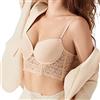 BURUVO Reggiseno Invisibile Senza Schienale a Forma di U Grande Pizzo Reggiseno da Sposa Bassa Schiena Biancheria Intima Raccolta Sexy Reggiseno Aderente Skin 3B
