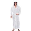 PODOLIXIA Accappatoio da uomo con cappuccio in spugna leggera e soffice, extra lungo, in morbido pile spugna, invernale, kimono, C1 bianco, XXXXL