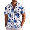 QWEFVB - Camicia hawaiana da uomo a maniche corte, con stampa floreale, bottoni, per vacanze tropicali e spiagge, L