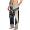 VOSERY Pantaloni da pigiama da uomo con tasche, motivo toro mistico nella nebbia, morbidi pantaloni da salotto da uomo, comodi pantaloni da pigiama da uomo, Nero, XL