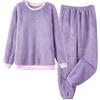Generico crostini Pigiama Donna Invernale in Pile Caldo e Morbido - Pigiama Lungo Felpato per Dormire con Pantaloni Comodi - Set Pijamas Termico Elegante per Casa Pajamas Donna Termico Invernale