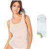 JADEA Canotta Donna Offerta 2 Pezzi + Calza Omaggio Canotta in Cotone Elasticizzato Canotta Donna Spalla Larga Top Donna B45 (2 Pezzi Cipria+Calza, M, m)