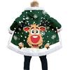 Generisch Giacca invernale da uomo, poncho invernale caldo, cardigan, in pile, con cappuccio termico, per Natale, festival, cappotto invernale, O verde scuro, S