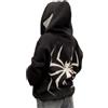 Crancious Felpa con Cappuccio Y2K Spider Full Zip con Stampa Gotica Emo Grunge Felpa Unisex Harajuku Felpa con Cerniera Ragno, Bianco, Medium