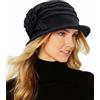 INOGIH Cappello Rotondo Cloche per Donna Cappello Invernale Cloche in Lana Vintage Anni '20, Nero, M