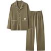 Generisch Set di biancheria da notte da uomo, a maniche lunghe, in cotone, comodo pigiama da uomo, marrone, L