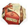 TropicalLife Ombrello retrò Londra Big Ben Union Jack Antivento 3 Fold Ombrello per Donne Uomini Ragazze Ragazzi Unisex Ultraleggero Viaggi Outdoor Ombrello Compatto