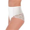 Lady Bella Lingerie Lady Bella P0205 Guaina Contenitiva Modellante Donna, Pannello Frontale Doppiato per Pancia Piatta, Inserto in Pizzo su Gamba e Posteriore per Effetto di Trasparenze Sexy ed Elegante (Bianco, 3/M)