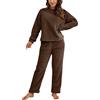 tinetill Completo da casa pigiama da notte da donna pigiama in peluche set pigiama a maniche lunghe set in pile caldo in due pezzi tuta da jogging set in pile orsacchiotto