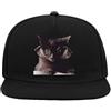 Atspauda Cappello da baseball con visiera piatta snapback a 5 pannelli stile hipster per gatti, Nero , Taglia unica